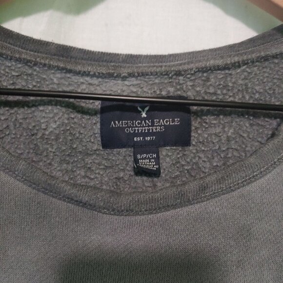American Eagle sweatshirt women's pullover 3/4 sleeve grey Small - Picture 7 of 8